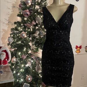 Enfocus Studio Black Textured Mini Dress